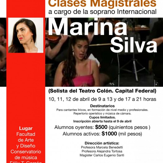 CLASES MAGISTRALES A CARGO DE LA SOPRANO INTERNACIONAL MARINA SILVA