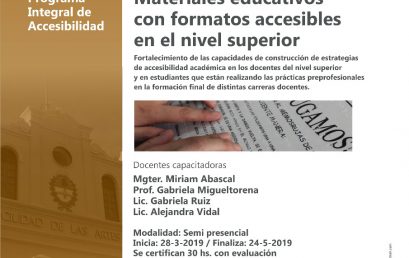 Curso: Materiales educativos con formatos accesibles en el nivel superior