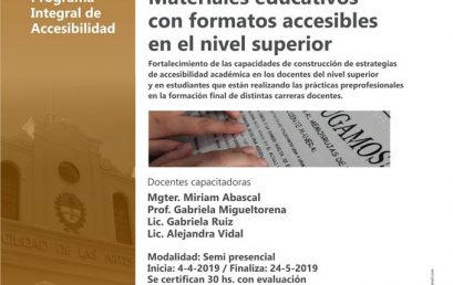 Prórroga para inscribirse en el Curso: Materiales educativos con formatos accesibles en el nivel superior