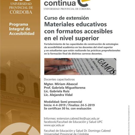 Curso: Materiales educativos con formatos accesibles en el nivel superior