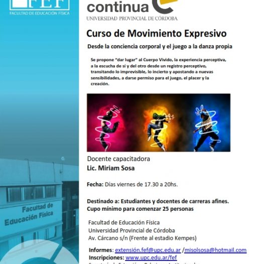 Curso de “Movimiento Expresivo. Desde la conciencia corporal y el juego a la danza propia”