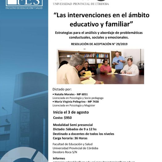 Curso: Las intervenciones en el ámbito educativo y familiar