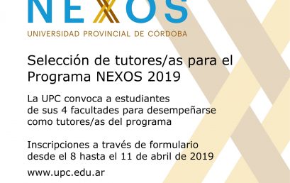 Convocatoria: selección de tutores/as para el Programa NEXOS 2019