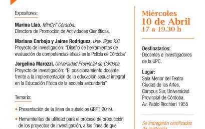 Conversatorio sobre investigaciones de Grupos de Reciente Formación con Tutor (MinCyT Córdoba)