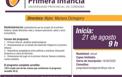 Inscripciones abiertas para el Programa de Posgrado Políticas y Prácticas Intersectoriales para la Promoción del Derecho en la Primera Infancia