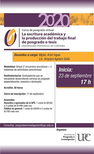 Curso de posgrado: La escritura académica y la producción del trabajo final de posgrado o tesis