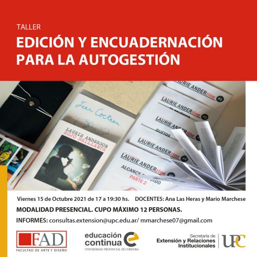 Taller de extensión: «Edición y encuadernación para la autogestión» – Inicia: 15/10/2021