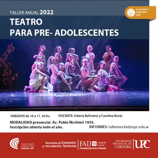 Taller Abierto Anual 2022 de TEATRO para pre-adolescentes