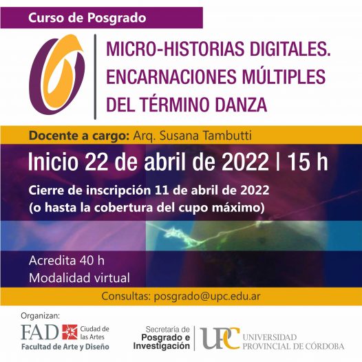 Curso de posgrado Micro-historias digitales. Encarnaciones múltiples del término danza
