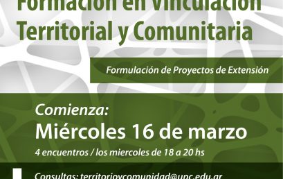 Inscripciones abiertas para el Seminario de Formación en Vinculación Territorial y Comunitaria- Formulación de Proyectos de Extensión.