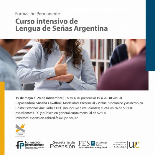 Curso intensivo de Lengua de Señas Argentina. Inicia: 19/05/2022