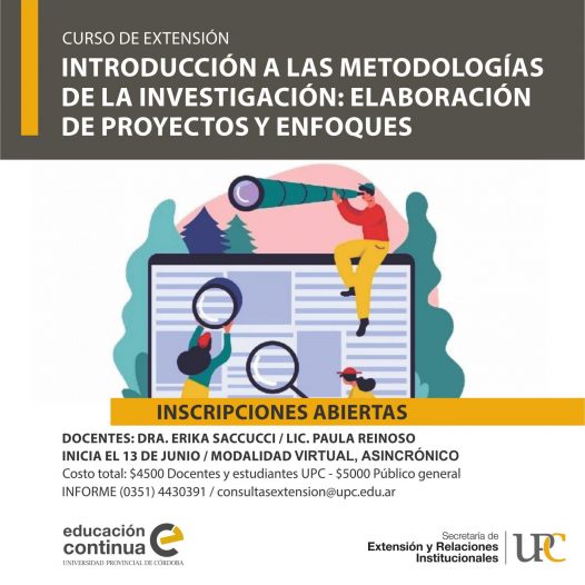 Introducción a las metodologías de la investigación: elaboración de proyectos y enfoques – Inicia: 13/06/2022