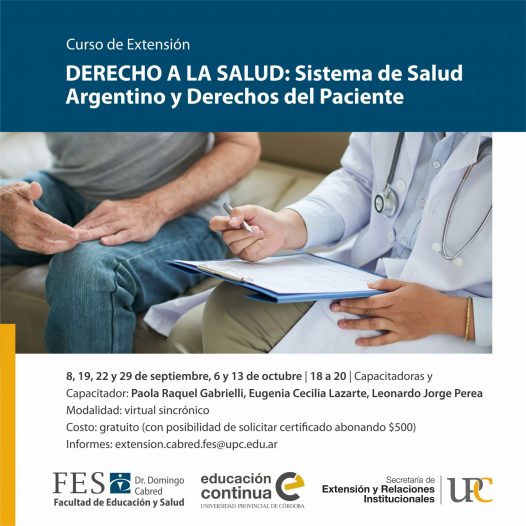 DERECHO A LA SALUD: Sistema de Salud Argentino y Derechos del Paciente. Inicia: 08/09/2022