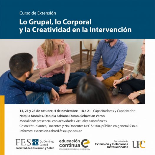 Lo Grupal, lo Corporal y la Creatividad en la Intervención. Inicia: 14/10/2022