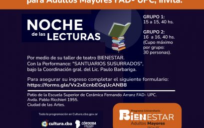 Invitación a “La noche de las lecturas” del Programa BIENESTAR para Adultos Mayores de FAD- UPC