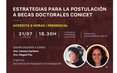 Invitación a participar del taller “Estrategias para la postulación a becas doctorales CONICET”