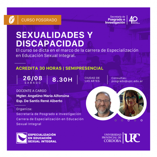 Curso de posgrado. Sexualidades y discapacidad – Inicia: 26/08/23