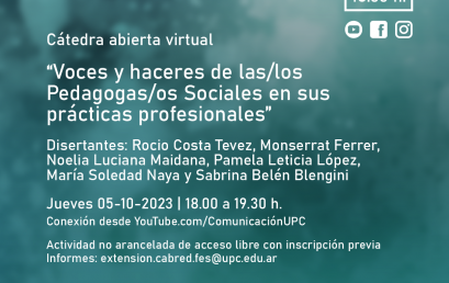 Invitación a la Cátedra abierta virtual “Voces y haceres de las-los Pedagogas-os Sociales en sus prácticas profesionales”